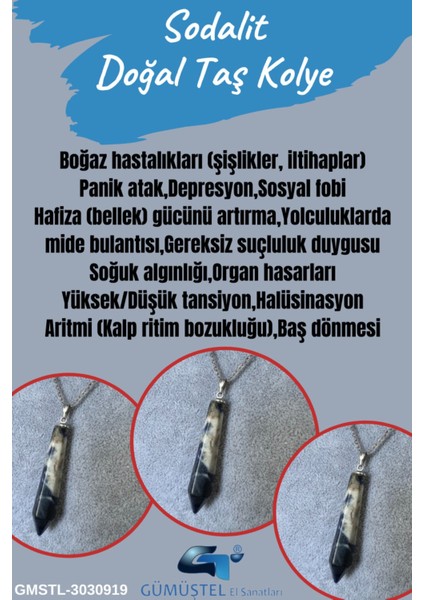 Sertifikalı Sodalit Doğal Taş Pandül Kolye Zincir fiyatları