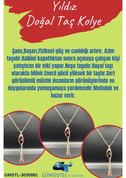 Sertifikalı Yıldız Doğal Taş Tasarım Kolye El Yapımı Örgü Model fiyatları