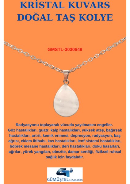 Sertifikalı Kristal Kuvars Doğal Taş Damla Kesim Kolye Aaa Kalite Sürpriz fiyatları