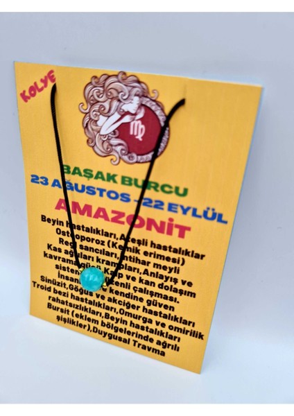 Sertifikalı Başak Burcu Amazonit Taşı Doğal Taş Kolye modelleri