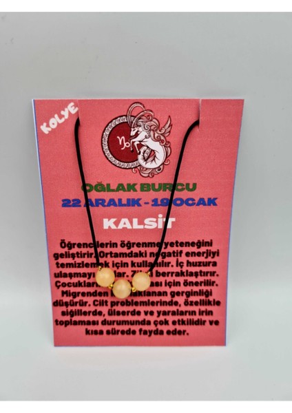 Sertifikalı Oğlak Burcu Kalsit Taşı Doğal Taş Kolye