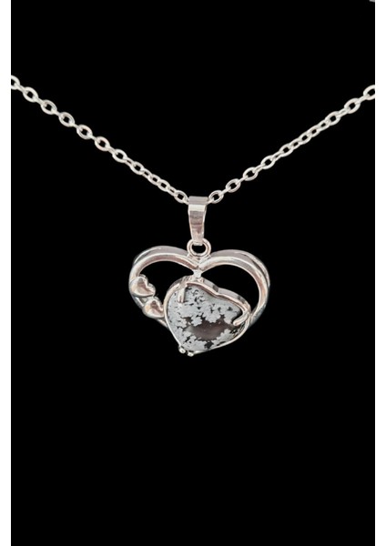 Sertifikalı Doğal Obsidyen Taşı Kolye Kalp Tasarım Aaa Kalite modelleri