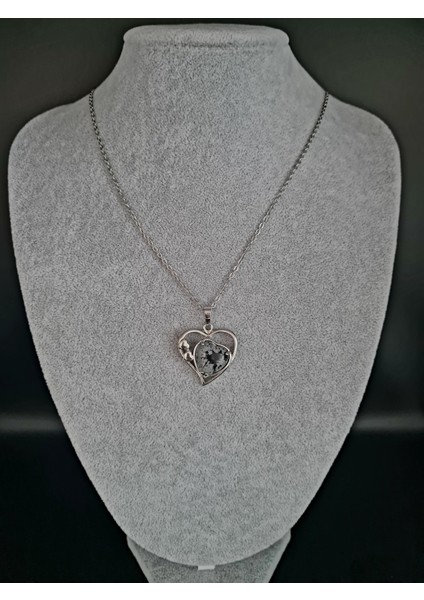 Sertifikalı Doğal Obsidyen Taşı Kolye Kalp Tasarım Aaa Kalite fırsatları