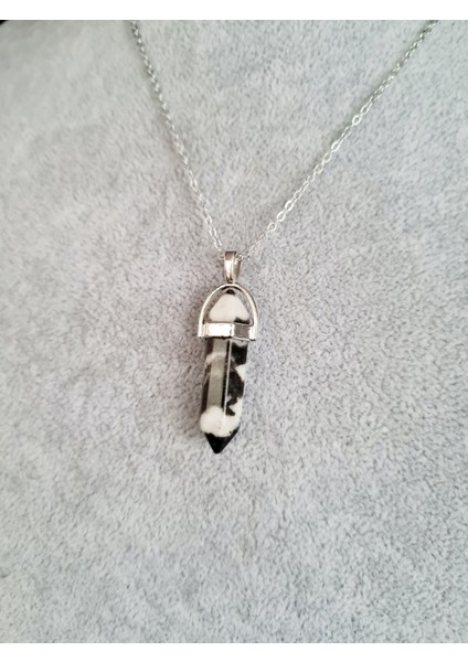 Sertifikalı Panda Jasper Doğal Taş Pandül Kolye Zincir Dahil fırsatları