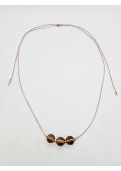 Sertifikalı Dumanlı Kuvars Taşı Kolye Ayarlanabilir Orijinal Doğal Taş Çok Fonksiyonlu Kolye 8mm 3 Lü Tasarım modelleri