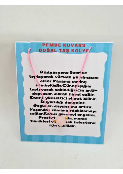Sertifikalı Pembe Kuvars Doğal Taş Kolye Ayarlanabilir Orijinal Doğal Taş Çok Fonksiyonlu Kolye