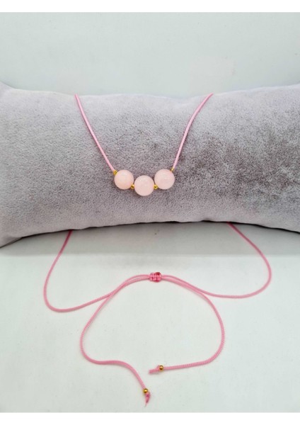 Sertifikalı Pembe Kuvars Doğal Taş Kolye Ayarlanabilir Orijinal Doğal Taş Çok Fonksiyonlu Kolye