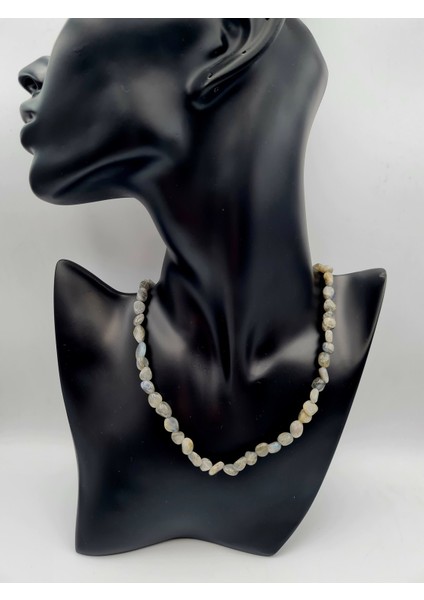 Sertifikalı Labradorit Orijinal Doğal Taş Tımbıl Kolye Aaa Kalite