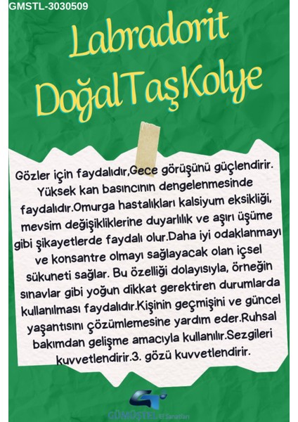 Sertifikalı Labradorit Orijinal Doğal Taş Tımbıl Kolye Aaa Kalite modelleri