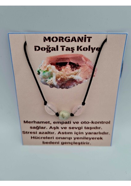 Sertifikalı Doğal Taş Morganit Taşı Kolye Orijinal Doğal Taş Sürpriz Hediyeli