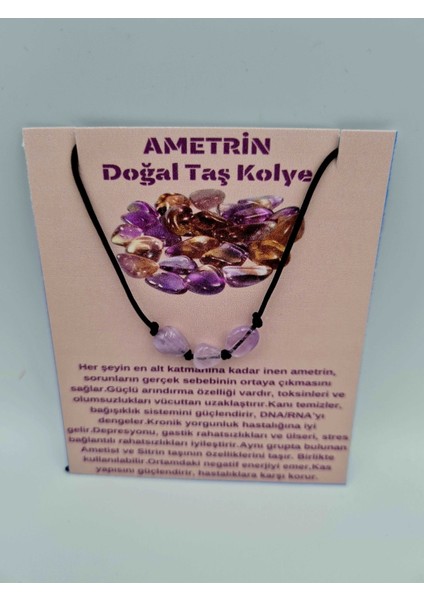 Sertifikalı Doğal Taş Ametrin Taşı Kolye Orijinal Doğal Taş Sürpriz Hediyeli