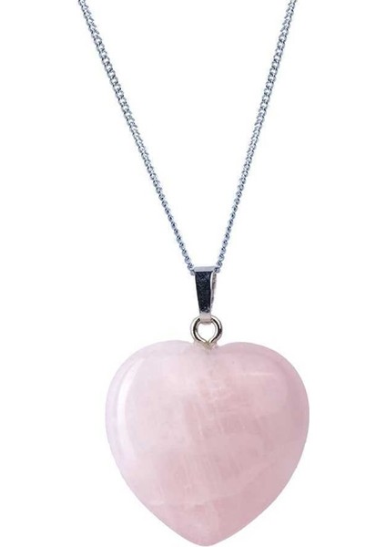 Sertifikalı Pembe Kuvars Doğal Taş Kalp Kolye Sürpriz Hediyeli fiyatları