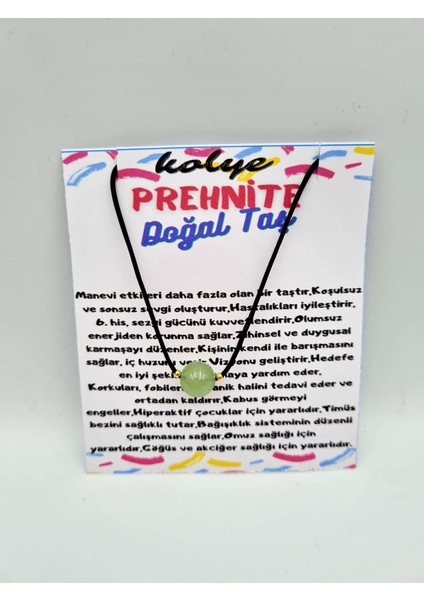 Sertifikalı Prehnite Taşı Kolye Ayarlanabilir Orijinal Doğal Taş Çok Fonksiyonlu Kolye 8mm