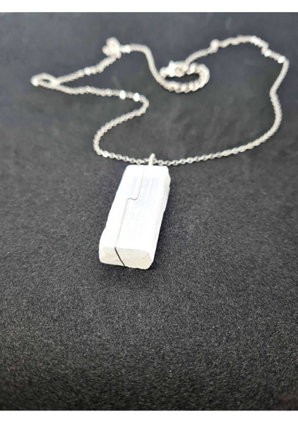 Sertifikalı Selenit Doğal Taş Kolye