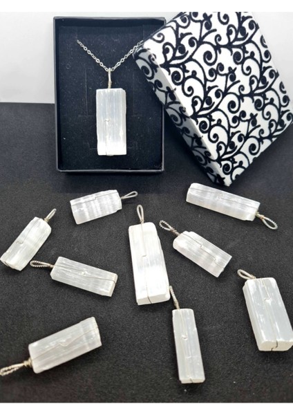 Sertifikalı Selenit Doğal Taş Kolye indirimleri