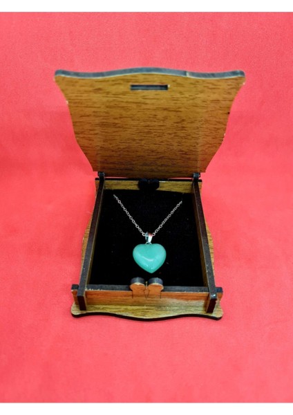 Sertifikalı Doğal Aventurin Taşı Kalp Kolye Zincir Dahil fiyatları