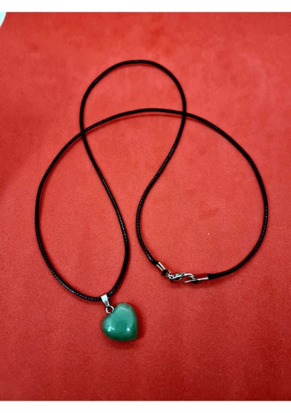 Sertifikalı Doğal Aventurin Taşı Kalp Kolye Zincir Dahil fırsatları