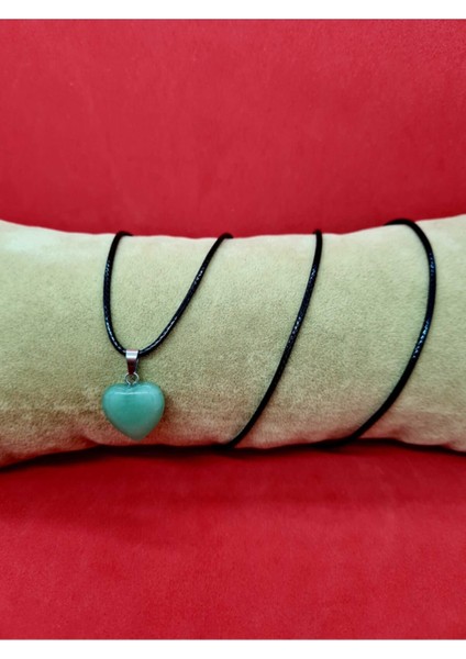 Sertifikalı Doğal Aventurin Taşı Kalp Kolye Zincir Dahil indirimleri