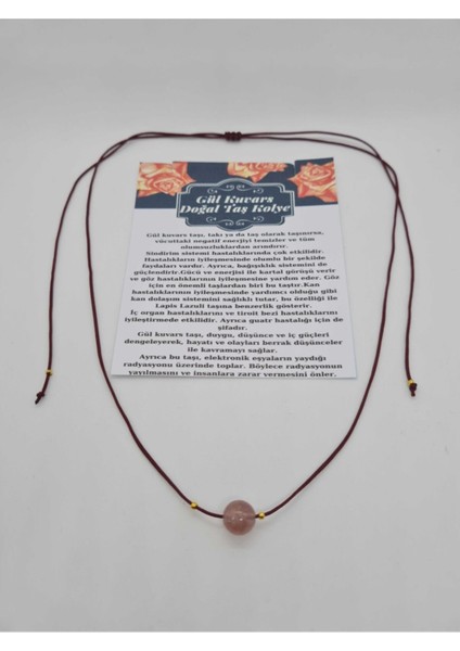 Sertifikalı Gül Kuvars Doğal Taş Kolye Ayarlanabilir Orijinal Doğal Taş Çok Fonksiyonlu Kolye