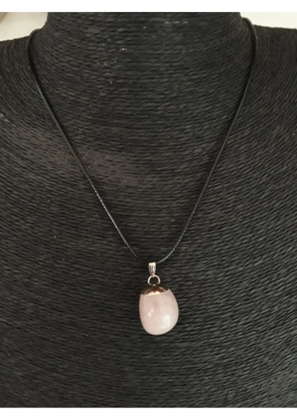 Sertifikalı Pembe Kuvars Taşı Doğal Taş Kolye