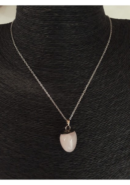 Sertifikalı Pembe Kuvars Taşı Doğal Taş Kolye indirimleri