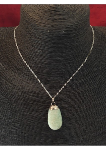 Sertifikalı Amazonit Doğal Taş Kolye (Zincir ve Ip Dahil)