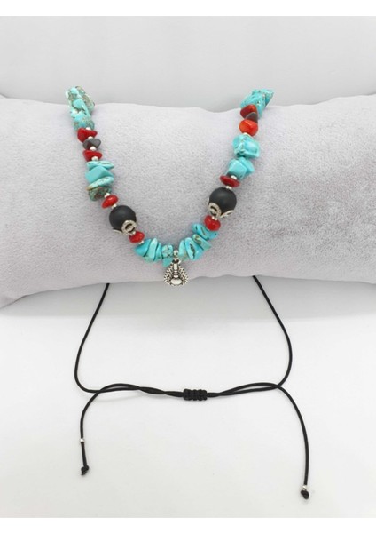 Sertifikalı Doğal Taş Kolye Turkuaz Hematit Mercan Oniks Doğal Taş fırsatları