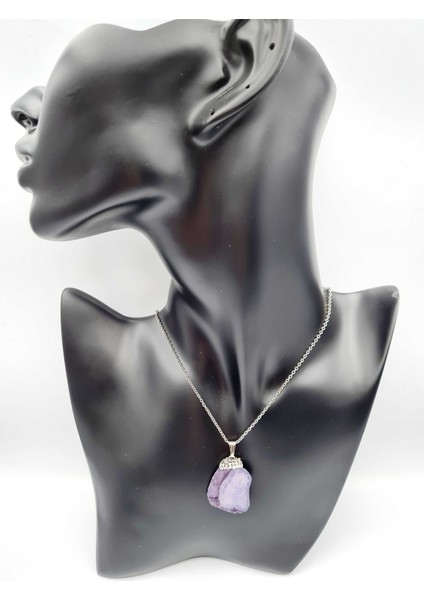 Sertifikalı Doğal Işlenmemiş Akik Taşı Kolye Tasarım