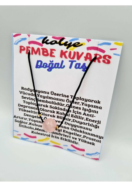 Sertifikalı Pembe Kuvars Taşı Kolye Ayarlanabilir Orijinal Doğal Taş Çok Fonksiyonlu Kolye 10 mm