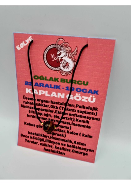 Sertifikalı Oğlak Burcu Kaplan Gözü Taşı Doğal Taş Kolye modelleri