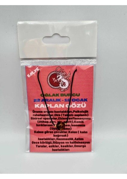 Sertifikalı Oğlak Burcu Kaplan Gözü Taşı Doğal Taş Kolye indirimleri