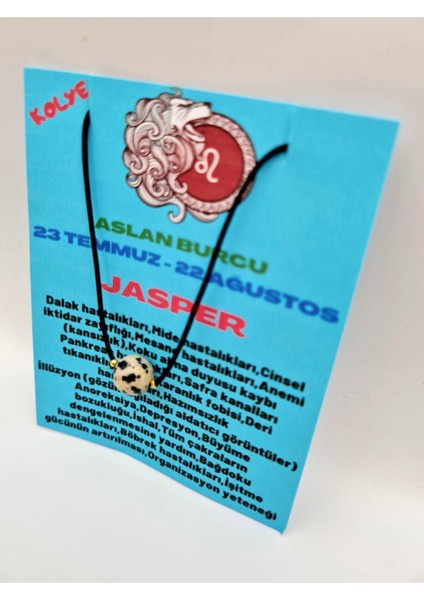 Sertifikalı Aslan Burcu Jasper Taşı Doğal Taş Kolye modelleri