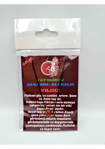 Sertifikalı Yay Burcu Yıldız Taşı Doğal Taş Kolye indirimleri