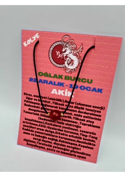 Sertifikalı Oğlak Burcu Turuncu Akik Taşı Doğal Taş Kolye modelleri