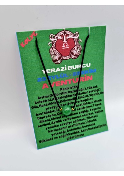 Sertifikalı Terazi Burcu Aventurin Taşı Doğal Taş Kolye modelleri