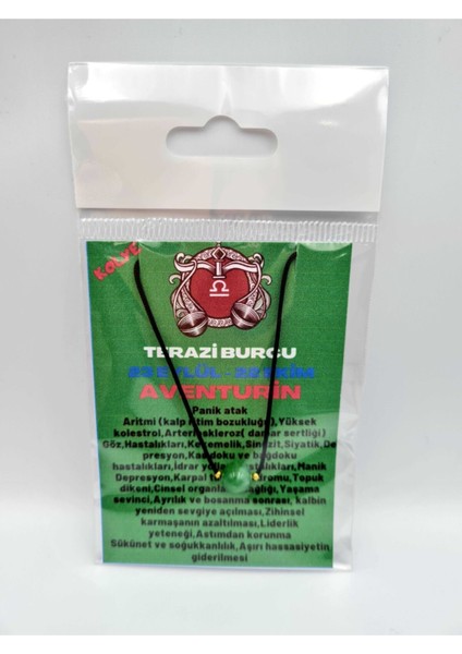 Sertifikalı Terazi Burcu Aventurin Taşı Doğal Taş Kolye indirimleri