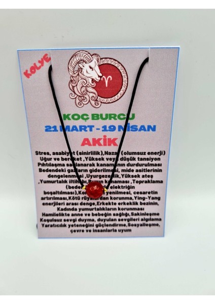 Sertifikalı Koç Burcu Turuncu Akik Taşı Doğal Taş Kolye