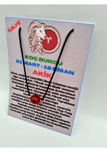 Sertifikalı Koç Burcu Turuncu Akik Taşı Doğal Taş Kolye modelleri