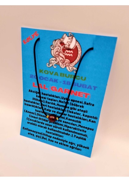 Sertifikalı Kova Burcu Lal (Garnet) Taşı Doğal Taş Kolye modelleri