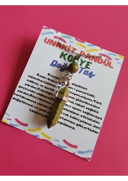 Sertifikalı Unakit Taşı Pandül Kelebek Kolye