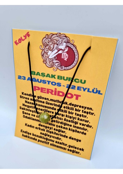Sertifikalı Başak Burcu Peridot Taşı Doğal Taş Kolye modelleri