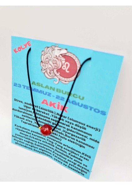 Sertifikalı Aslan Burcu Turuncu Akik Taşı Doğal Taş Kolye modelleri