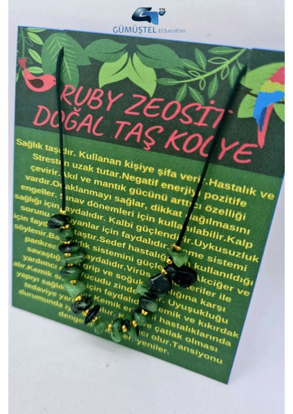Sertifikalı Ruby Zeosit Taşı Tasarım Kolye Ayarlanabilir Orijinal Doğal Taş Çok Fonksiyonlu Kolye modelleri