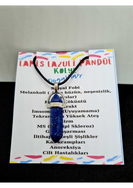 Sertifikalı Lapis Lazuli Doğal Taş Pandül Kolye Zincir ve Ip Dahil fırsatları