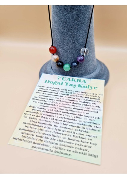 Sertifikalı Doğal 7 Çakra Tasarım Kolye Doğal Taş 8 mm