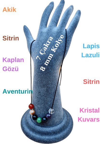 Sertifikalı Doğal 7 Çakra Tasarım Kolye Doğal Taş 8 mm fiyatları