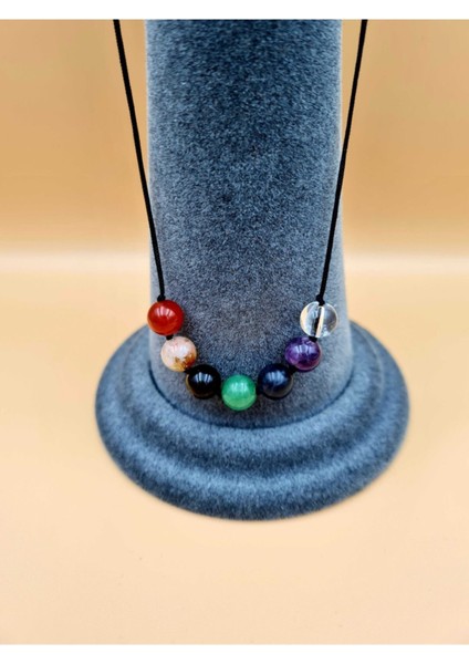 Sertifikalı Doğal 7 Çakra Tasarım Kolye Doğal Taş 8 mm modelleri