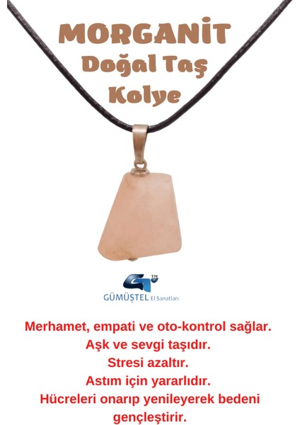 Sertifikalı Morganit Doğal Taş Kolye Zincir Hediyeli