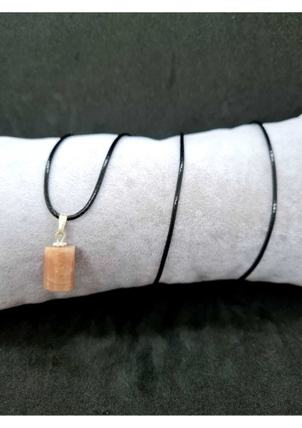 Sertifikalı Güneş Taşı Kolye Silindir Doğal Taş