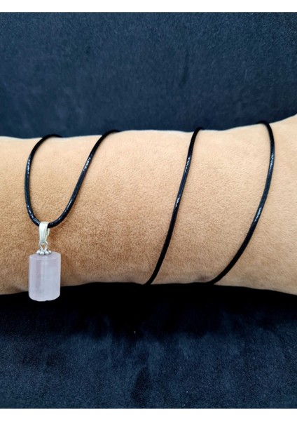 Sertifikalı Pembe Kuvars Taşı Kolye Doğal Taş